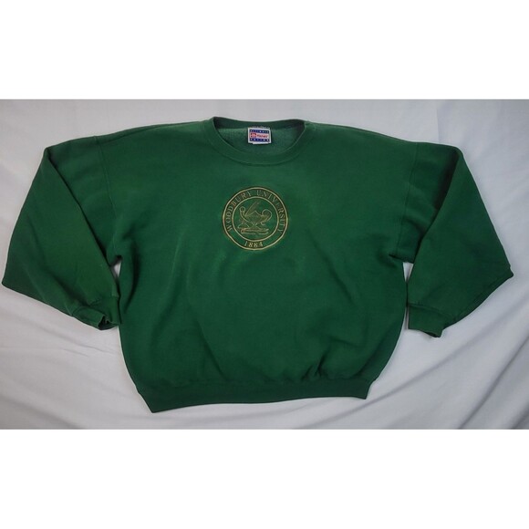 Vintage Woodbury University Sweatshirt Sz. S Green 90s Embroidered Crew Pullover - Picture 1 of 6